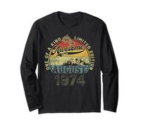 51st Birthday Gifts for Men August 1974 51 year Old Bday Long Sleeve T-Shirt