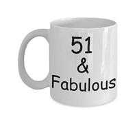51st Birthday Mugs for Women & Men - 51 and Fabulous - Funny White Porcelain Coffee