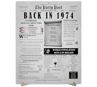 51st Birthday Party Decorations Poster - 51 Years Ago Anniversary Card for Women and Men. Back In 1974 Home Decor Supplies for Her or Him Turning 51 Years Old. Size A3 Birthday Retro Card