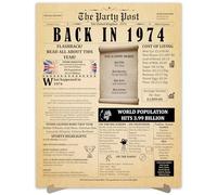 51st Birthday Party Decorations Poster - 51 Years Ago Anniversary Sign A3 Size. Vintage Home Decor Supplies for Her or Him. Back In 1974 Historical Banner for Women or Men Turning 51 Years Old