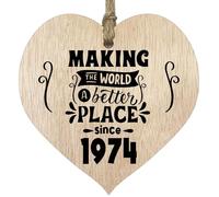 51st Birthday Wooden Heart Plaque, Making the world a better place