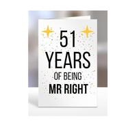 51st Wedding Anniversary Card, of being Mr Right, Gifts for Husband, Boyfriend, Fiance, Couple, Ideas, Men, Him, Male, Presents for Christmas, 51 years, A5-176b_51