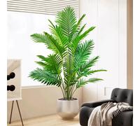 52-125cm/49.2in Artificial Palm Tree Tropical Fake Plant Green Plastic Palm Leaf Branches Suitable for Home Garden Decoration SWK4-18Y-105-T11