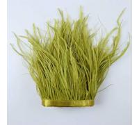 52 Ccolors Natural Ostrich Feather Trim Trimming 8-10cm Ostrich Decorative Plumes Ribbon Fringe for Wedding Skirt Sewing Fabric-Olive Green-8-10 cm 3-4 inches