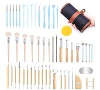 52 Clay & Pottery Tool Kits with Bag, Ceramic Sculpting Tools with Brushes, DIY Clay Tolls Set for Carving, Craft, Dotting, Drawing, Shaping, Molding