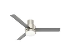HUNTER FAN Ceiling Fan Gilmour 132 cm Indoor and Outdoor, with Light and Handheld Remote, Matte Nickel, 3 Blades Matte Silver and Matte Silver Ideal for Summer or Winter, Model 50939