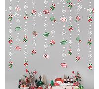 52 Ft Candyland Christmas Decorations Garland Red Green Sweet Candy Cane Lollipop White Snowflake Dot Glitter Paper Hanging Streamer Banner for Merry Christmas Winter Holiday Xmas Party Supplies