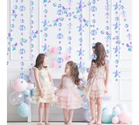 52 Ft Iridescent Mermaid Party Decorations Holographic Mermaid Garland Mermaid Jellyfish Seashell Starfish Pearl Streamer Under The Sea Party Decorations Underwater World Birthday Baby Shower Decor(A)