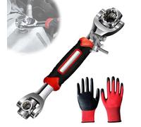 52 in 1 Universal Socket Wrench Set - Stainless Steel Magnetic Ratchet Spanner Tools for Men with Work Gloves, Standard & Metric Fasteners, Stubby & Tap/Bush/Compression Use, Gift for Electricians