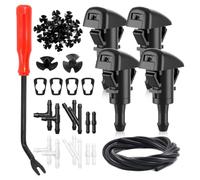 52 in 1 Windshield Washer Nozzles Kit, Replacement for OEM #5113049AA, 5116079AA - 4 Sprayer Nozzles, 12 Hose Connectors, 30 Hood Retainers, 157 Inch Fluid Hose