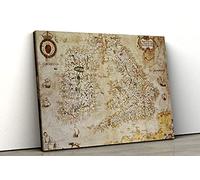 52 North Vintage 1564 Map of The British Isles, Antique map of Britain, UK Map, Framed Canvas Print Wall Art pp455 (A3 (16x12inch))