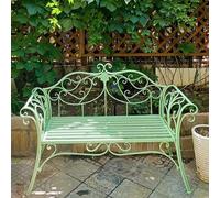 52" Outdoor Garden Bench - Retro Metal Patio Seating for 2, Comfortable Backrest & Armrests, Ideal for Yard, Porch, Lawn & Backyard (Green)
