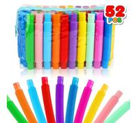 52 Pack Pop Tubes, Sensory Toys Party Favors For Kids 8-12 4-8 Fidget Toys For Anxiety Goodie Bag Stuffers Treasure Box Classroom Prizes Gifts for 3 4 5 6 7 8 9 Year Old Boys Girls Toddlers- 10 Colors