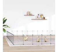 vidaXL 52-Panel Pet Cage with Door Black 35x35 cm Steel, Black