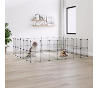 52-Panel Pet Cage with Door Black 35x35 cm Steel Berkfield Home Black One Size