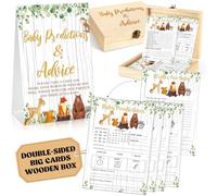 52 Pcs Baby Prediction Cards for Baby Shower Games Predictions & Advice Cards for New Parents Gender Neutral Shower Decorations Boy Girl with Box for Guessing Activities Decor(Woodland)