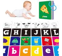 52 PCS Baby Visual Stimulus Cards, Double-sided High Contrast Black and White, Colorful Alphabet Words Flashcards, Visual Sensory Development Montessori Cards Set for Newborn Baby, Kids, Preschool