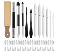 52 Pcs Blending Stumps Set, Sketch Drawing Stumps Pencils Tools, Double-Ended Blending Stumps, Blending Sponges Drawings Pens, Sketch Wiper with 20Pcs Sponge Heads for School Students Artists Supplies