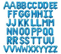 52 Pcs Blue Letter Balloons 16 Inch Mylar Foil Alphabet Letters 2 Sets A- Z Custom Phrase DIY Personalized Phrase Banner for Birthday Graduations Anniversary Celebration Wedding Party Decorations