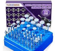 52 PCS Diamond Grinding Bit Set with Blue Sorting Box, Multifunctional Stone Carving, Diamond Burr Bits for Rotary Tool Accessories, 1/8" (3mm) Shank for Stone Glass Ceramics Polishing Grinding