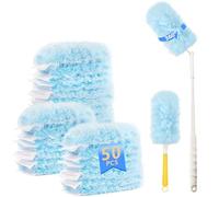 52 PCS Dust Magnet Refills, Dusters for Cleaning Dust Dirt Hair, Fluffy Dusters Refills Microfiber with Extendable Long Handle (360°)