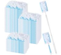 52 Pcs Duster Refills Compatible with Flash Dust Magnet, Dust Magnet Refill | With 1 Long Handle and 1 Short Handle. Fluffy Disposable magnetic duster Kit for cleaning dust, pollen, hair (Blue)