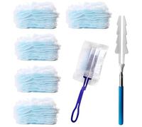 52 Pcs Electrostatic Duster Set, 50 Dust Magnet Refills with Handle and Light Blue Telescopic Pole, Magic Duster Kit for Home and Office Cleaning, Reusable Handle with Extendable Reach