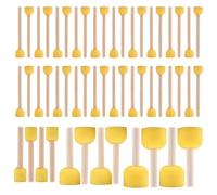 52 Pcs Foam Brush,Round Sponge Brush Set, Washable Yellow Foam Painting Sponges Stippler Tools with Wooden Handle for Arts and Crafts Diy Painting Kids (4 Sizes)