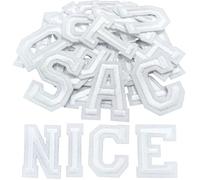 52 Pcs Iron On Letters, A-Z Iron On Alphabet for Clothes, Pants, Hats, Bags, Jackets, Socks DIY Accessories (White)