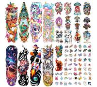 52 PCS Kids Temporary Tattoos - Rocket Car Dinosaur Planet & Unicorn Castle Cat Body Tattoos for Boy & Girl