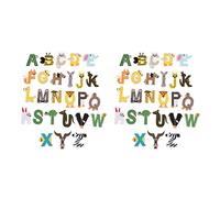 52 Pcs Letter Patches Animal Shape Iron On Patches, Colorful A to Z Alphabet Embroidery Patches for DIY Clothing and Backpacks with Hot Melt Adhesive, for Kids Apparel