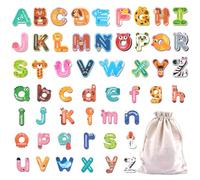 52 Pcs Magnetic Letters,Large Fridge Magnets for Kids,Animals Magnetic Alphabet Letters,Educational Learning Alphabet Toys Include Uppercase und Lowercase Letters for Baby Toddler Preschool