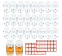 52 Pcs Pill Bottles, 20ml Empty Plastic Reusable Bottles with Lids, Medicine Tablet Capsule Storage Holder Dispenser Bottles, Clear Portable Travel Bottles Containers for Liquids Shampoo Lotion