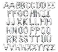 52 Pcs Silver Letter Balloons 16 Inch Mylar Foil Alphabet Letters 2 Sets A- Z Custom Phrase DIY Personalized Phrase Banner for Birthday Graduations Anniversary Celebration Wedding Party Decorations