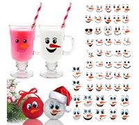 52 PCS Snowman Face Stickers for Crafts, Cute Christmas Ornaments Vinyl Snow Man Face Decals Xmas Winter Holiday Stickers for Window Glass Cups Balls Jars Wall Party Supplies Decor