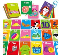 52 PCS Word Flashcards, 52 CVC Words & 52 CVCC, CCVC Words Double-Sided Cards with 2 Rings, Vocabulary Phonics Learning, Educational Tool for Preschool, Kindergarten, Toddlers