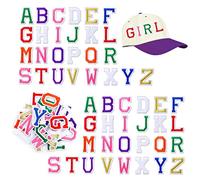 52 Pieces Iron on Letter Patches, PROUSKY Letter Iron on Patches Sew on Alphabet Patches Fabric Embroidered Patch A-Z Letter for Hats, Jackets, Shirts and Jeans DIY Craft Sewing Projects (Colorful)