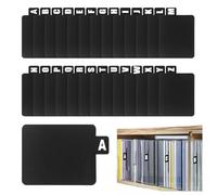 52 Pieces PP Vinyl Record Dividers A-Z with Alphabetical Tabs, Index Card Alphabet Dividers, Record Organizer Tabs Library Book Guides for Albums File DVD CD Storage Holder Use (Black)