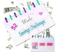 52 Week Money Saving Challenge Binder, v2croft Reusable Budget Book with Cash Envelopes, Budget Binder Planner, Frosted Cover Money Binder Organizer