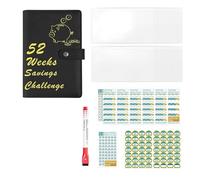 52 Weeks Money Saving Challenge Binder A5 Budget Book with Cash Envelopes, Easy and Fun Way to Save $10,010 for School Home Office(Noir)
