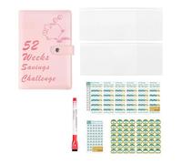 52 Weeks Money Saving Challenge Binder A5 Budget Book with Cash Envelopes, Easy and Fun Way to Save $10,010 for School Home Office(Pink)