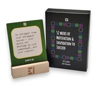 52 Weeks of Motivation & Inspiration to Succeed - 52 Double-Sided Quote Cards with Wooden Stand for Focus, Growth and Self-Improvement