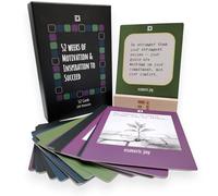 52 Weeks of Motivation & Inspiration to Succeed for Focus, Growth, and Self-Improvement - 104 Reflective Messages on 52 Double-Sided Cards with Wooden Stand
