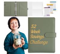 52 Weeks Savings Challenge Latch, Envelope Challenge Bend, Easy Saving Budget Book Binder Portable A5 Binder Budget Planner Money Organizer Waterproof Saver Binder