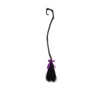 52'' Witch Brooms with Ribbons Wizard Flying Wicked for Women Adult Broomstick Props for Halloween Witch Decor (Black B, 130cm*25cm)