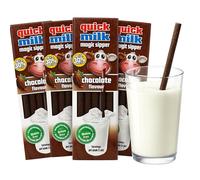 52 x Chocolate Quick Milk Magic Sipper Straws 4 x 13 Pack (52 Straws), Quick Milk Magic Sipper, Ideal breakfast for children, breakfast drink, flavoured milk drink (52, Chocolate)