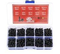 520 Pcs Mini Self Tapping Screws (M2-M3 Micro Size) | Small Black Torx Screws Kit | Tiny Round Head Screws for Wood Plastic Metal | Mini Size M2/M2.3/M2.6/M3