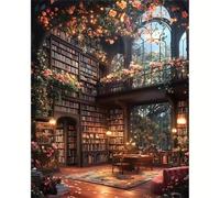 520 Piece Jigsaw Puzzle for Adults Bookshelf Flowers - Fun Challenges & Brainteasing Adult Jigsaws - Puzzle Games 520 Piece