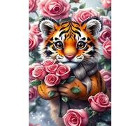 520 Piece Jigsaw Puzzle for Adults Pink Rose Tiger - Fun Challenges & Brainteasing Adult Jigsaws - Puzzle Games 520 Piece