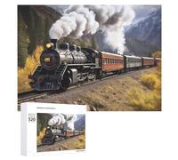 520 Piece Jigsaw Puzzle - Steam Locomotive Train Picture Puzzles for Adults Challenging Puzzle Personalized Wooden Puzzle Photo Puzzle Gifts 20.5" X 15"
